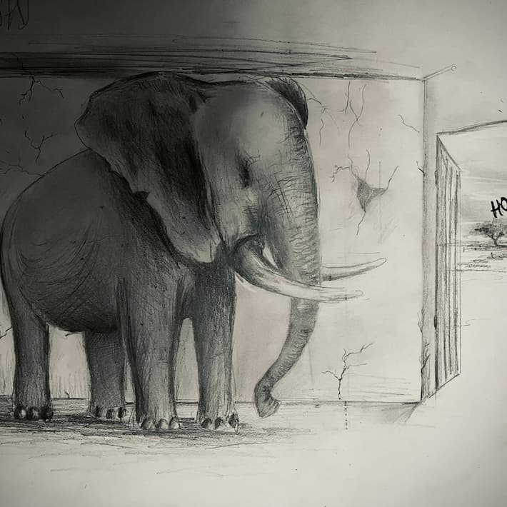 Initial sketch of the painting